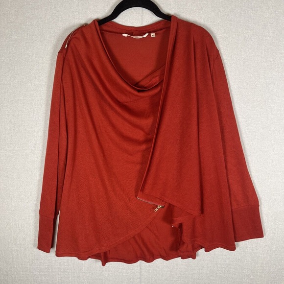 Soft Surroundings Ridley Tunic Top Size Large Petite Cowl Neck Wrap Long Sleeve - Picture 4 of 9